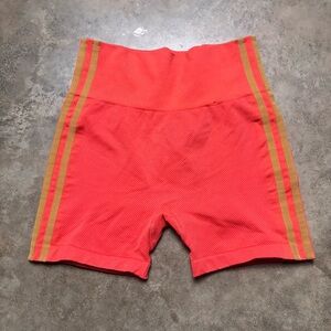 Adidas Ivy Park Collab Orange biker athletic Compression Shorts Womens Small